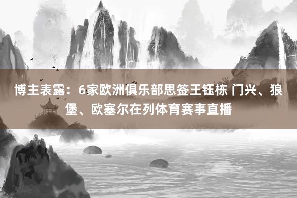 博主表露：6家欧洲俱乐部思签王钰栋 门兴、狼堡、欧塞尔在列体育赛事直播
