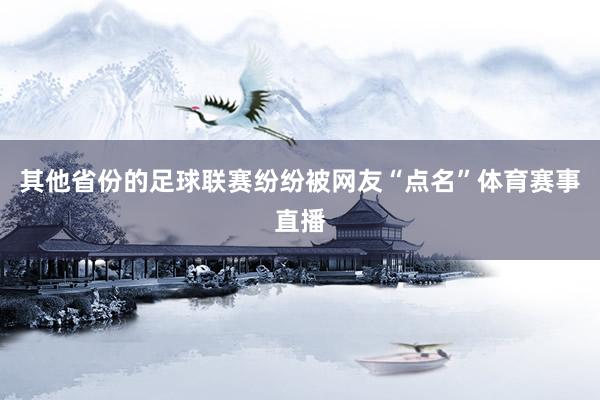 其他省份的足球联赛纷纷被网友“点名”体育赛事直播