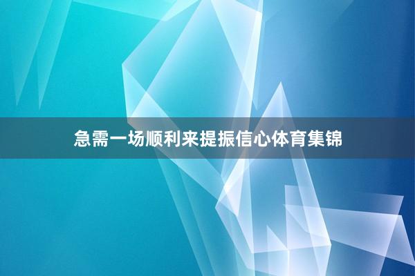 急需一场顺利来提振信心体育集锦