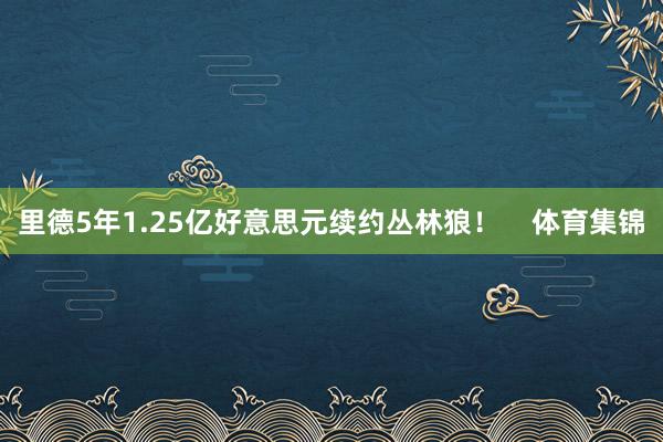 里德5年1.25亿好意思元续约丛林狼！    体育集锦