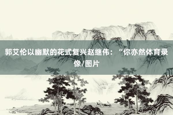 郭艾伦以幽默的花式复兴赵继伟：“你亦然体育录像/图片