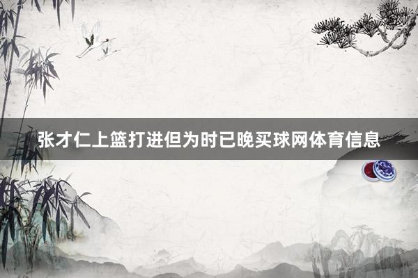 张才仁上篮打进但为时已晚买球网体育信息
