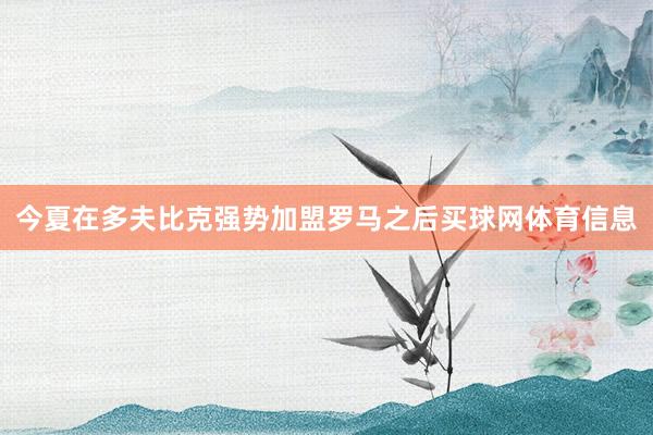 今夏在多夫比克强势加盟罗马之后买球网体育信息