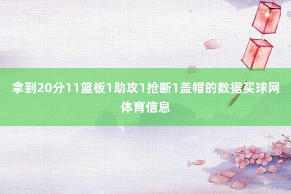 拿到20分11篮板1助攻1抢断1盖帽的数据买球网体育信息