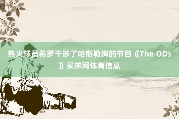 热火球员希罗干涉了哈斯勒姆的节目《The ODs》买球网体育信息