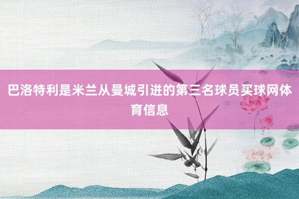巴洛特利是米兰从曼城引进的第三名球员买球网体育信息