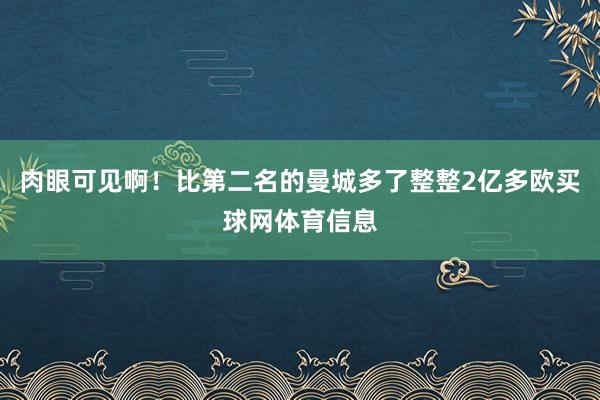 肉眼可见啊！比第二名的曼城多了整整2亿多欧买球网体育信息