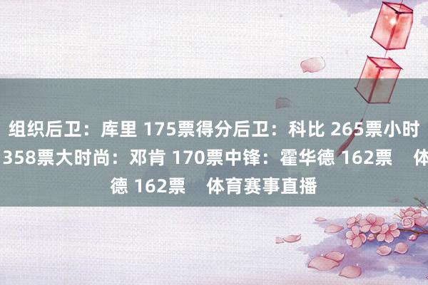 组织后卫：库里 175票得分后卫：科比 265票小时尚：詹姆斯 358票大时尚：邓肯 170票中锋：霍华德 162票    体育赛事直播