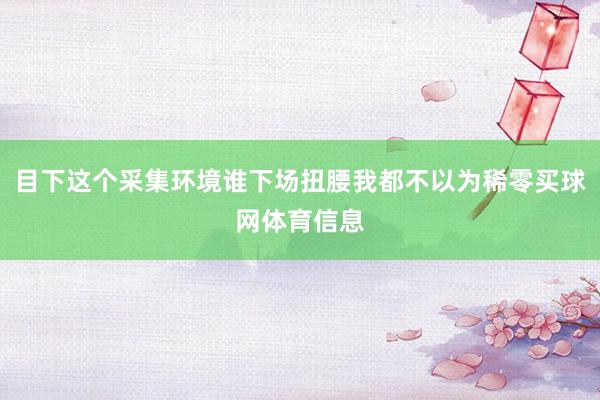目下这个采集环境谁下场扭腰我都不以为稀零买球网体育信息